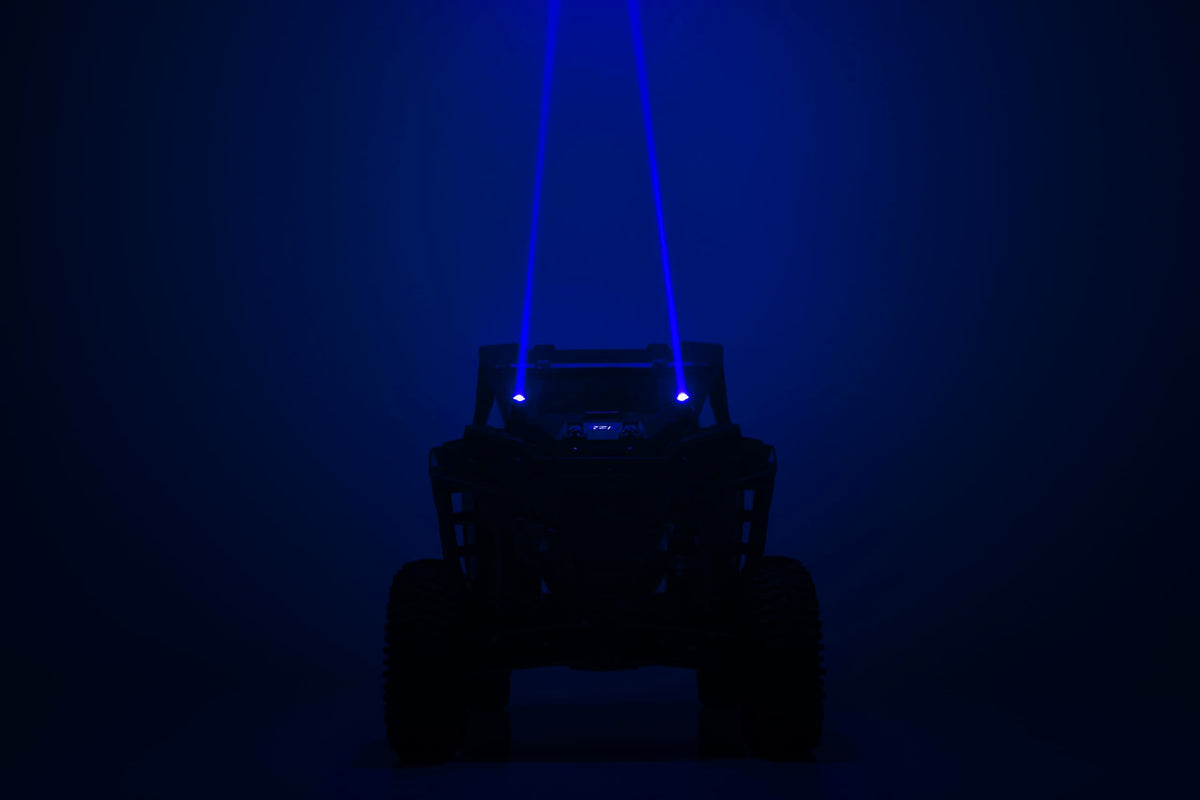Rough Country Laser Whip Light Kit w/Remote - Multi-Function, Aluminum, 10W, Black, Model 78870